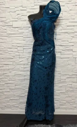 Nowa Zjawiskowa suknia wieczorowa maxi z cekinami Blue Plum, S M