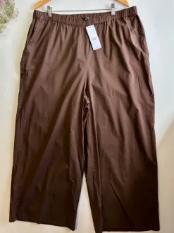 Nowe brązowe spodnie na gumce szeroka nogawka bawełna plus size 4XL/48