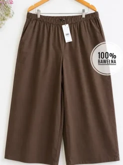 Nowe brązowe spodnie na gumce szeroka nogawka bawełna plus size 4XL/48