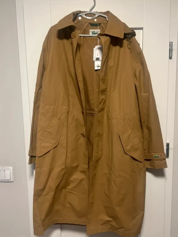 Nowy bawełniany Piękny brązowy płaszcz unisex oversize Lacoste / BH3046 !M!