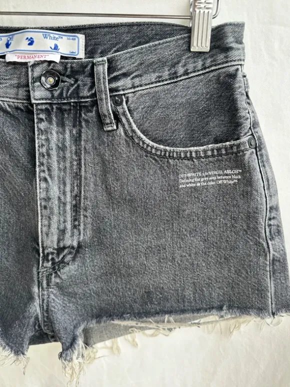 Off White szorty damskie jeans szare czarne S spodenki jeans krótkie S