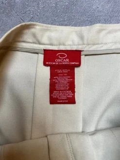 Oscar de la Renta spódniczka vintage kremowa plisowana z koronką midi wiosna M 38