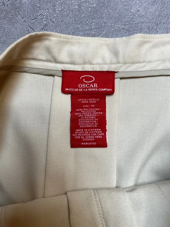 Oscar de la Renta spódniczka vintage kremowa plisowana z koronką midi wiosna M 38