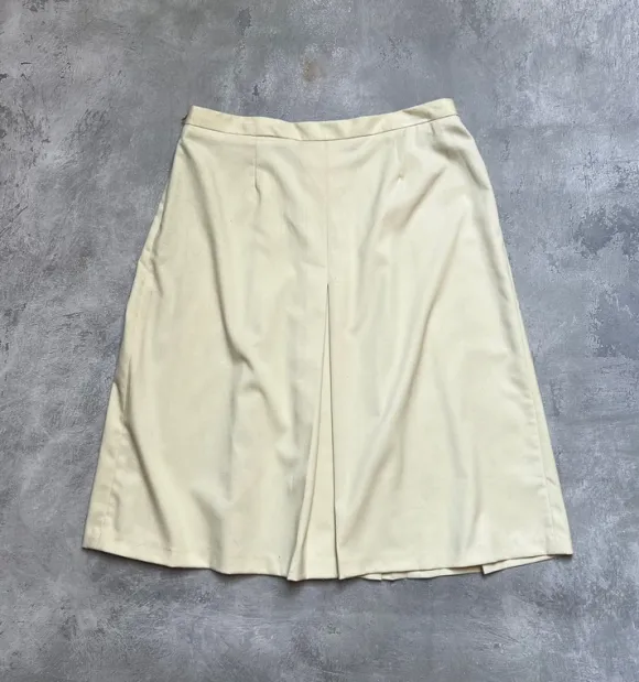 Oscar de la Renta spódniczka vintage kremowa plisowana z koronką midi wiosna M 38