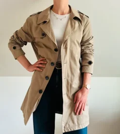 Płaszczyk trencz beżowy Selected Homme bawełniany premium wiosenny spring
