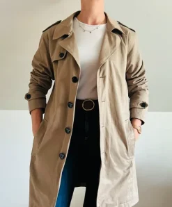 Płaszczyk trencz beżowy Selected Homme bawełniany premium wiosenny spring