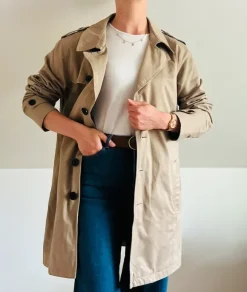 Płaszczyk trencz beżowy Selected Homme bawełniany premium wiosenny spring