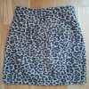 Pieces denimnederdel med leopardprint str. XS.