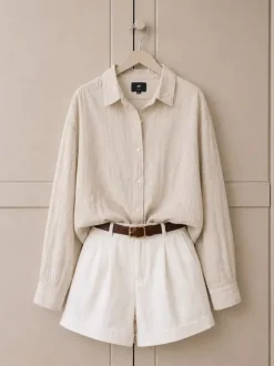 Piękna beżowa koszula slim fit H&M rozmiar M len bawełna linen stan bardzo dobry idealna na lato