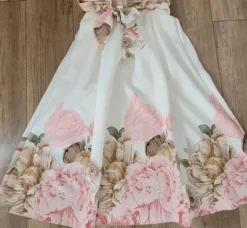 Piękna pastelowa plisowana rozkloszowana maxi spódnica S M L długa kieszenie kokarda lato pasek.