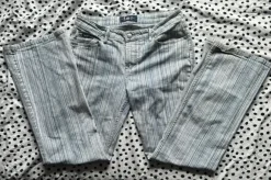 Pinstriped low rise flared jeans