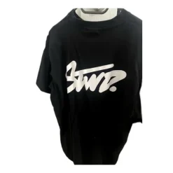 Pull&Bear STWD czarny T-shirt boxy logo przód tył M