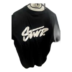 Pull&Bear STWD czarny T-shirt boxy logo przód tył M