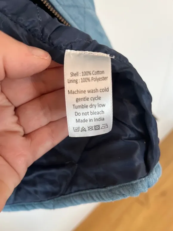 Quiltet jakke/frakke fra Danefæ i flot lyseblå farve 💙