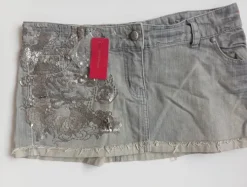R. 38 Nowe spódniczka mini Grey szary kolor cekiny metalowe ozdobny River island sale 70 off