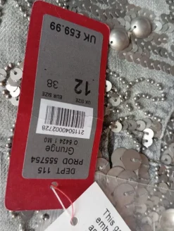 R. 38 Nowe spódniczka mini Grey szary kolor cekiny metalowe ozdobny River island sale 70 off