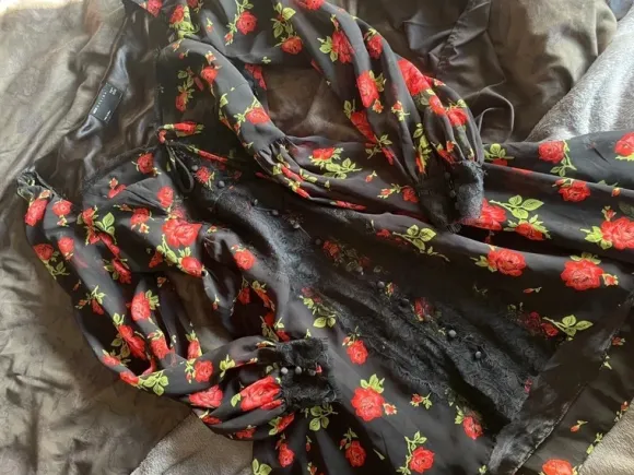 Red and Black Rose Lace dress