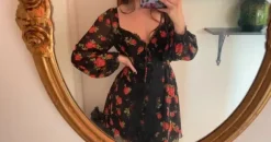 Red and Black Rose Lace dress