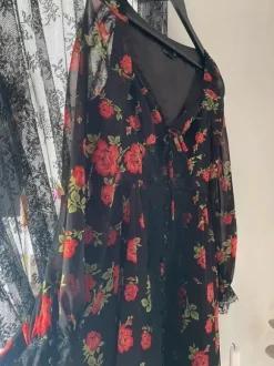 Red and Black Rose Lace dress