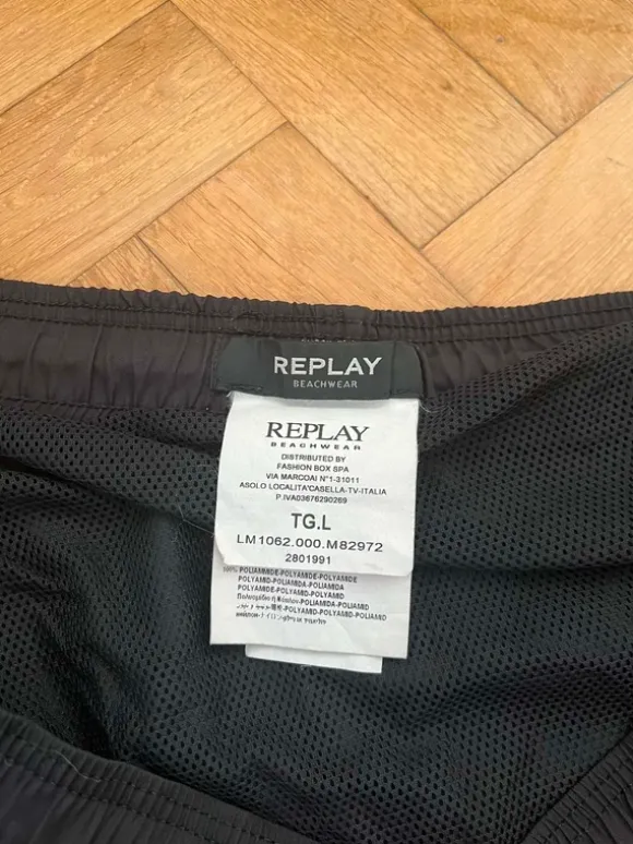 Replay szorty kąpielowe męskie L czarne duże logo stan idealny