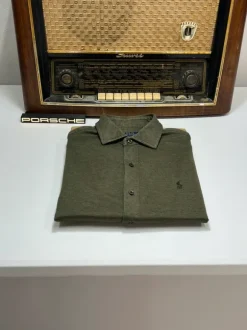 RLK-1675X koszula Ralph Lauren, w stylu old money, khaki, ciemna zieleń, slim fit, oxford knit