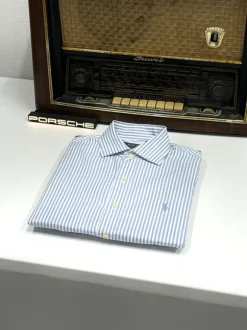RLS-1670X koszula Ralph Lauren w stylu old money, białe paski, 100% cotton, biurowa, elegancka