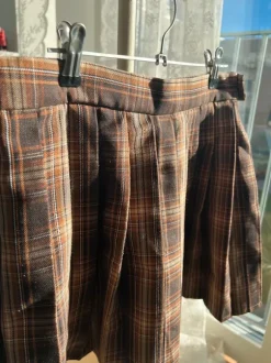 School girl brown tartan skirt j fashion