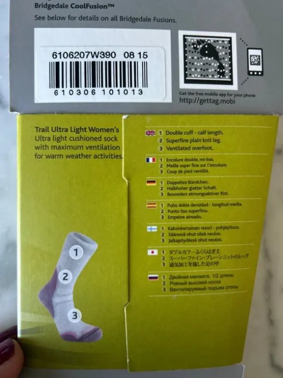 Size 41-43 Bridgedale Ultra Light Women’s warm weather walking/hiking socks