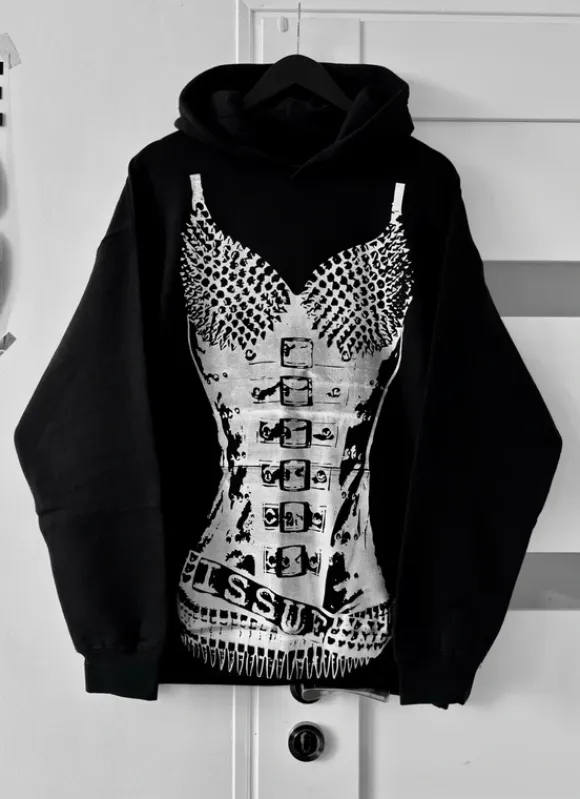 Snatched Black Boxy Oversized PunkRock Y2k 00’ Goth Alternative Swag Opium Hoodie