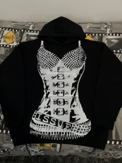 Snatched Black Boxy Oversized PunkRock Y2k 00’ Goth Alternative Swag Opium Hoodie