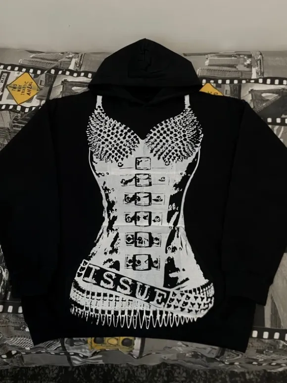 Snatched Black Boxy Oversized PunkRock Y2k 00’ Goth Alternative Swag Opium Hoodie