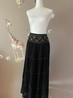 Spódnica boho Sara Kelly czarna maxi haftowana wiskoza lekka etno 40