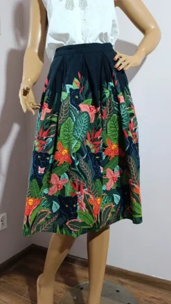 🐆Spódnica Dangerfield Black Panther Jungle Retro Vintage 100% Bawełna Organiczna Tropikalny Wzór S🐆