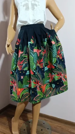 🐆Spódnica Dangerfield Black Panther Jungle Retro Vintage 100% Bawełna Organiczna Tropikalny Wzór S🐆