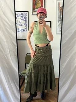 Spódnica maxi z falbankami Vintage y2k witchy fairycore elf hippie