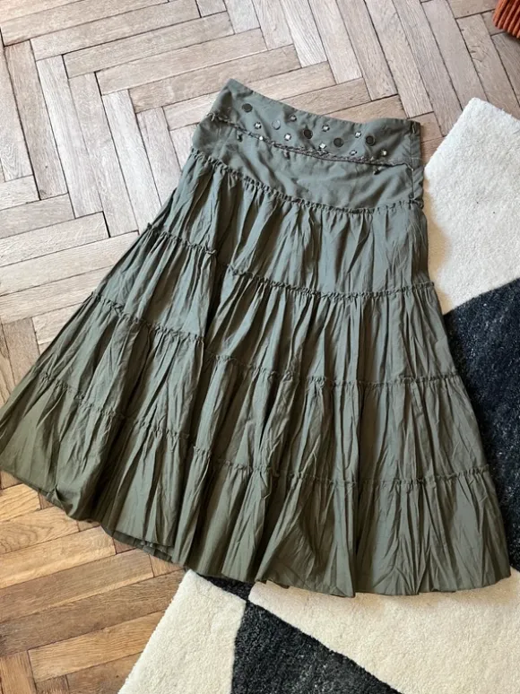 Spódnica maxi z falbankami Vintage y2k witchy fairycore elf hippie