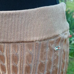 Spódnica trapezowa midi dzianinowa wzór warkocza stare złoto na gumę wiskoza S * Tommy Hilfiger