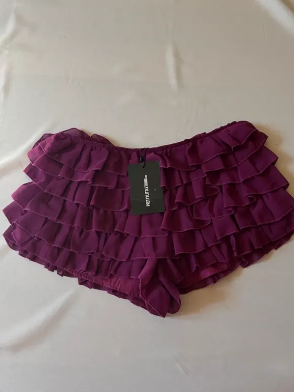 Spódnico-spodenki fioletowe falbanki 38 mini skirt shorts purple shorts