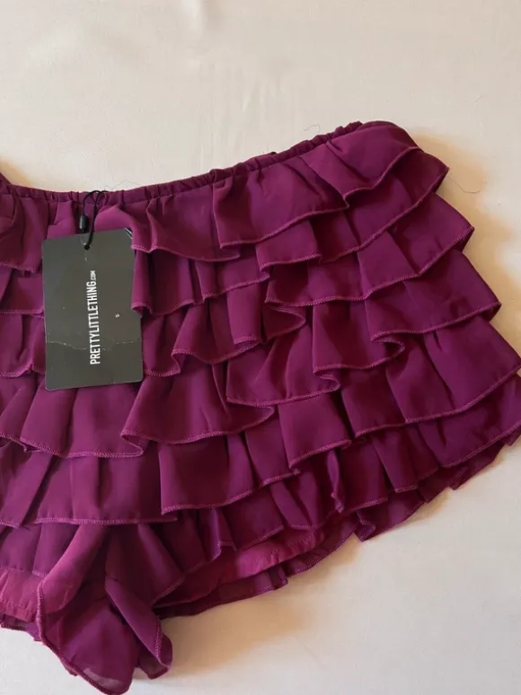 Spódnico-spodenki fioletowe falbanki 38 mini skirt shorts purple shorts