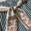 Spodenki szorty granatowe w paski bawełniane luźne z paskiem boho L