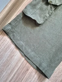Spodnie damskie z szerokimi nogawkami khaki lniane zwiewne 100% len TATUUM r. S