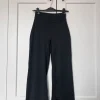 Spodnie do yogi materiałowe wide leg loose yoga pants high waist push up S