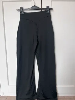 Spodnie do yogi materiałowe wide leg loose yoga pants high waist push up S