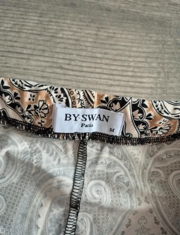 Spodnie dzwony boho wzór paisley By Swan Paris flared pants vintage vibe hippi M 38