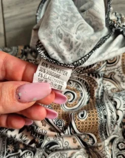 Spodnie dzwony boho wzór paisley By Swan Paris flared pants vintage vibe hippi M 38