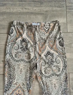 Spodnie dzwony boho wzór paisley By Swan Paris flared pants vintage vibe hippi M 38