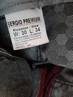 Spodnie eleganckie Sergio Premium W30 – slim, krata, ciemnoszare