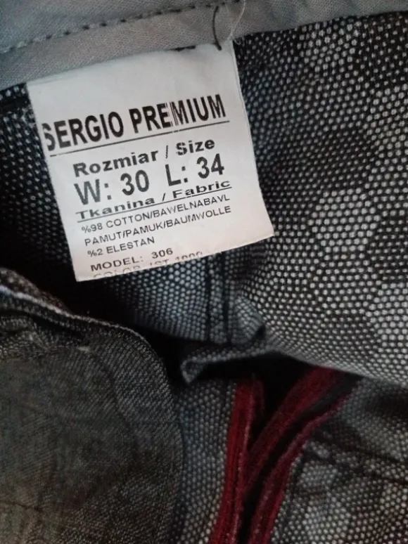Spodnie eleganckie Sergio Premium W30 – slim, krata, ciemnoszare