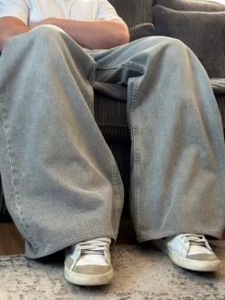 Spodnie jeans wide leg grey baggy washed Rap y2k og skate 90s 00s denim swag