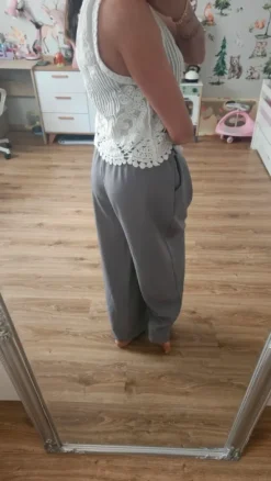 Spodnie materiałowe szwedy szare+pasek szeroka nogawka must have wiosna S-L